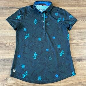 Greyson Golf Scarlett Polo Shirt Womens Small Floral Black Rocket Tournament